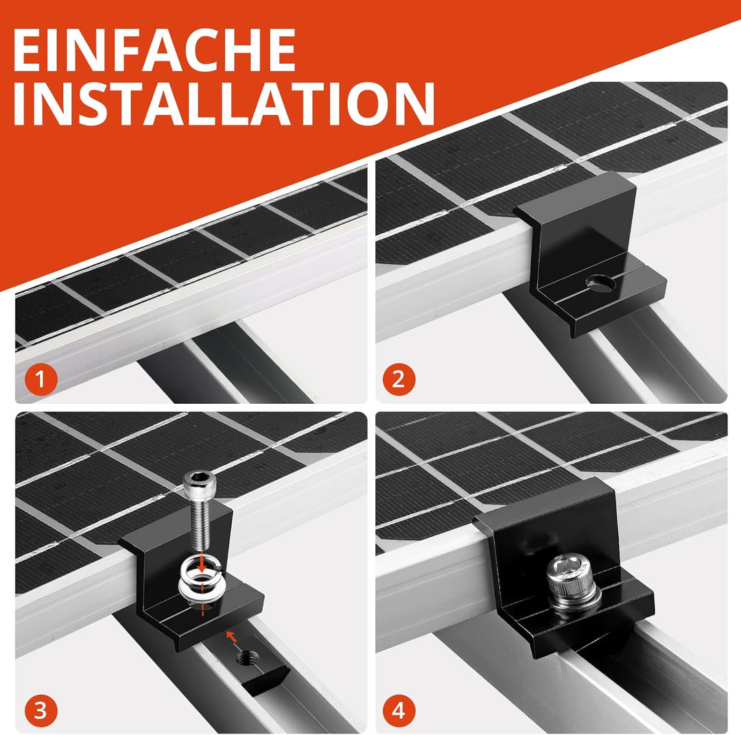 GETLITOOL Solarmodul Halterung 30mm Endklemme Kit, 10x Solarpanel Z Halterung Randklemme für Photovo