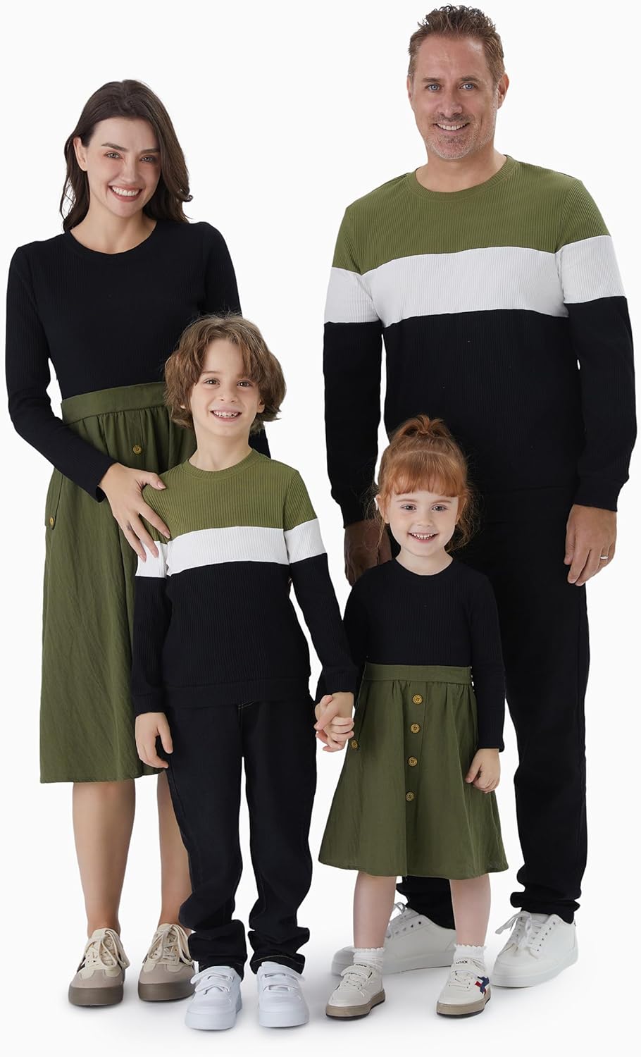 PATPAT Familien Outfit Set - Partnerlook Mutter Tochter Kleidung, Langarm T-Shirt & Mutter Kind Klei