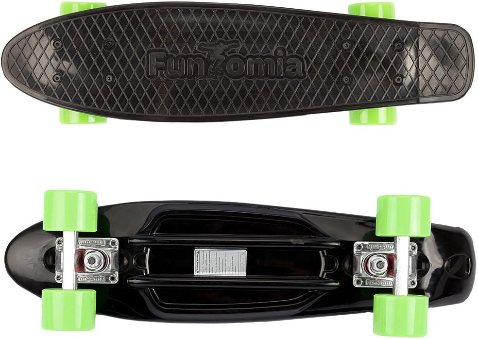 FunTomia Skateboard 57cm Mini-Cruiser Board mit T-Tool, ABEC-9 Kugellager, LED Rollen, Kinder Anfäng