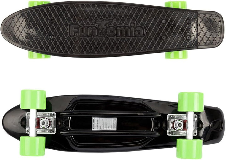 FunTomia Skateboard 57cm Mini-Cruiser Board mit T-Tool, ABEC-9 Kugellager, LED Rollen, Kinder Anfäng