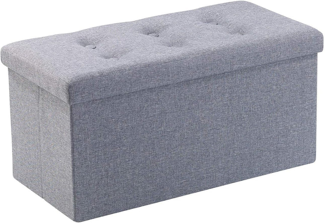 infactory Sitztruhe: Faltbare 2in1-Sitzbank und -truhe, 80 l, bis 300 kg, Stoff-Bezug, grau (Hocker,