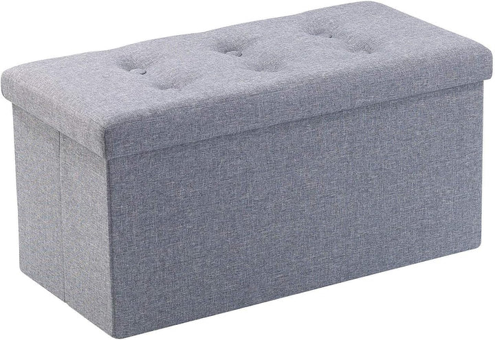 infactory Sitztruhe: Faltbare 2in1-Sitzbank und -truhe, 80 l, bis 300 kg, Stoff-Bezug, grau (Hocker,