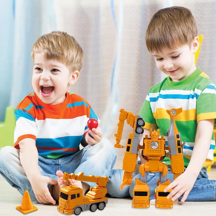 Mineup Magnetische Transform Spielzeug für Kinder, 26pcs Baustellenfahrzeuge Auto Spielzeugset, Robo