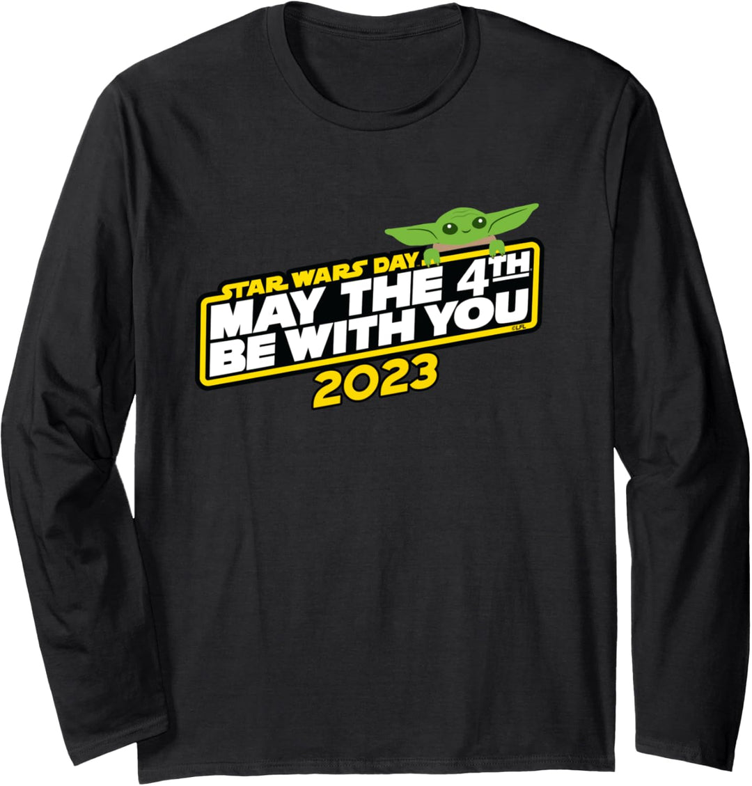 Star Wars Day May the 4th Be With You 2023 Logo Grogu Langarmshirt