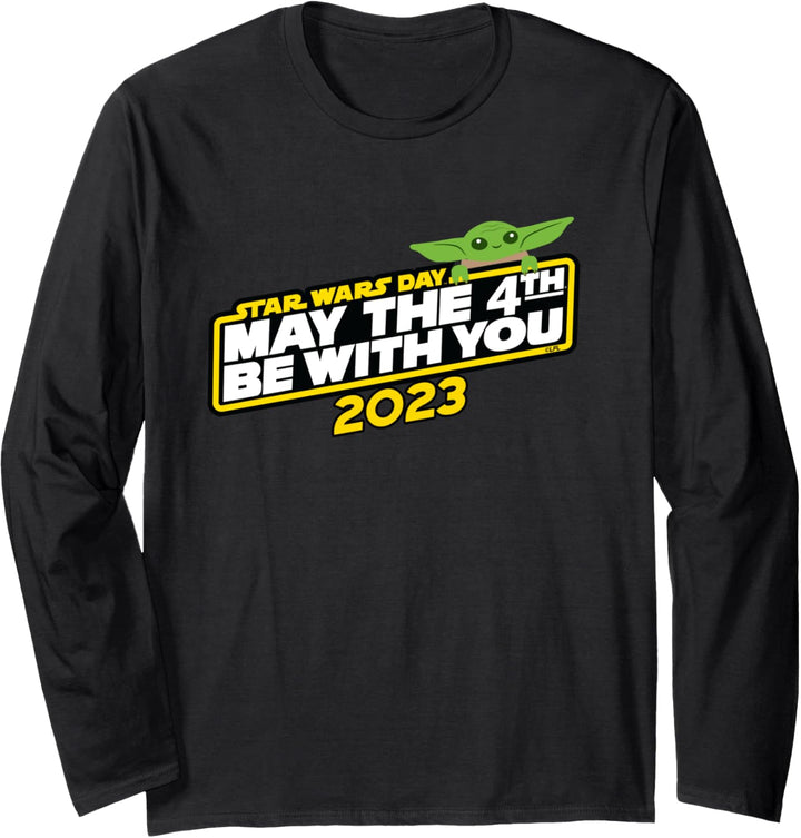 Star Wars Day May the 4th Be With You 2023 Logo Grogu Langarmshirt