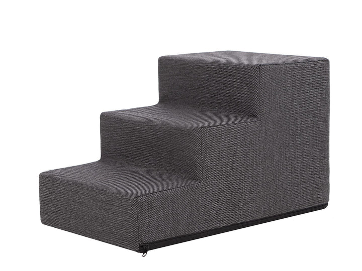 PillowPrim Tiertreppen Einganghilfe Kleinere Hunde Stufen Rampe Katzentreppe 3 Stufen Klein Graphit