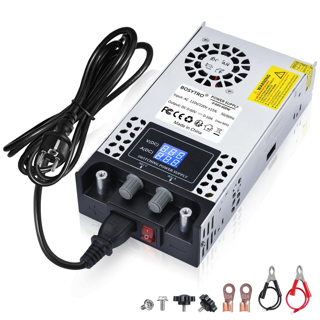 BOSYTRO Regelbares Netzteil 0-60V 0-10A 600W Schaltnetzteil Transformator Power Supply Trafo 230v au