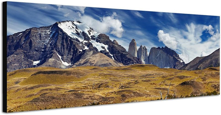 Paul Sinus Art Panoramabild auf Leinwand und Keilrahmen 150x50cm Patagonien Nationalpark Berge Wasse