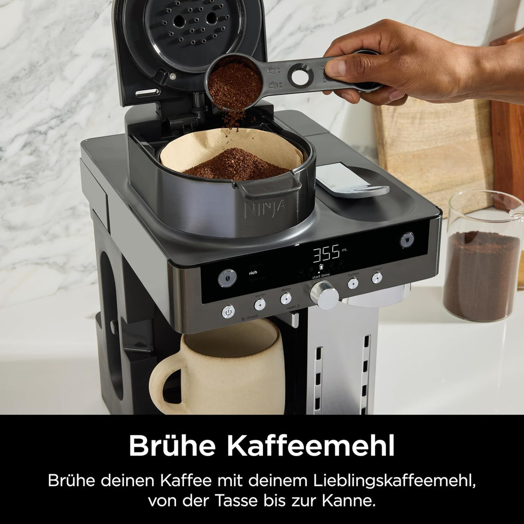 Ninja Prestige 2-in-1 Filterkaffee- und Kapselmaschine mit integriertem Milchaufschäumer, für Latte,