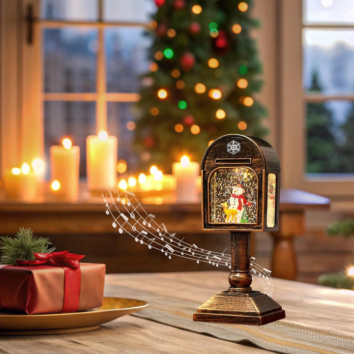 Weihnachtsdeko Laterne, Weihnachtslaterne, Weihnachts Schneekugel Laterne mit Musik, Weihnachts Schn