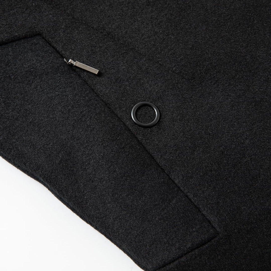 Sliktaa Herren Wollmantel dicker Trenchcoat mittlerer Länge Mantel Kerbe Kragen warmer Mantel Herren