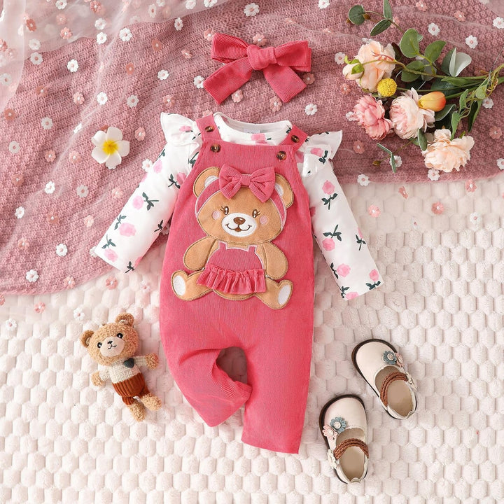 Baby Mädchen Kleidung Floral Tops Body Bär Latzhose Einstellbare Overalls Outfits Set 0-3 Monate Ros