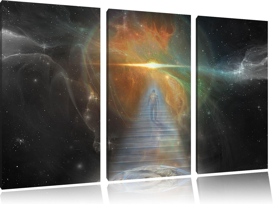 Pixxprint Kosmische Treppe in die Galaxis als Leinwandbild/Grösse: 3 Teilig (120x80 cm) cm/Wandbild/