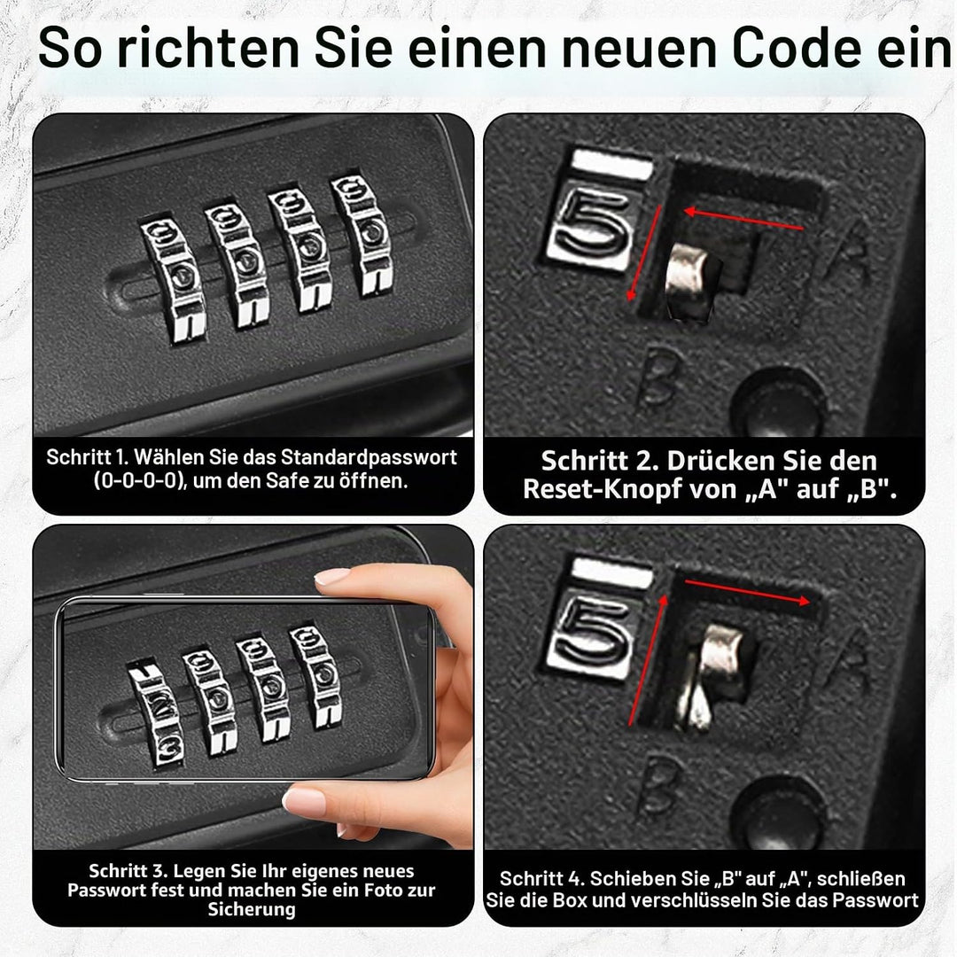 Tragbarer Tresor, Wasserdicht Sicherheitsbox Outdoor mit 4 Stellig Kombination Zahlencode &amp; Abnehmba