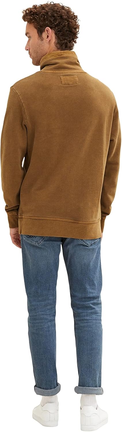 TOM TAILOR Herren Sweatshirt mit Schalkragen XXL 15078 - Otter Brown, XXL 15078 - Otter Brown