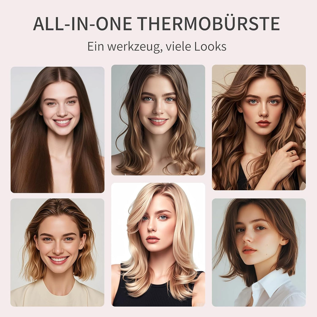AISEELY Thermobürste 3-in-1, Thermal Brush 38mm Ionische Rundbürste Lockenbürste Styler,erhitzt für
