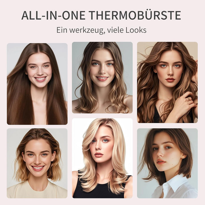 AISEELY Thermobürste 3-in-1, Thermal Brush 38mm Ionische Rundbürste Lockenbürste Styler,erhitzt für