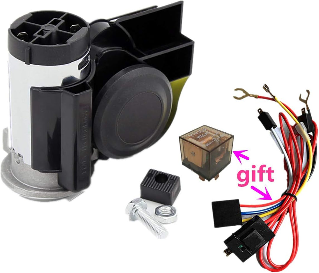 YIYIDA Auto air horn 135DB dual trompete super laute schnecke elektrische pumpe sirene, chrom zink a