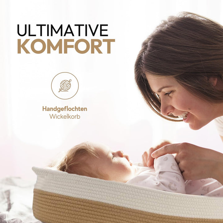 Baby Wonders® Babynest Mit Tragegriff, Baby Korb, Baby Erstausstattung Neugeborene, Wickeltisch Klap