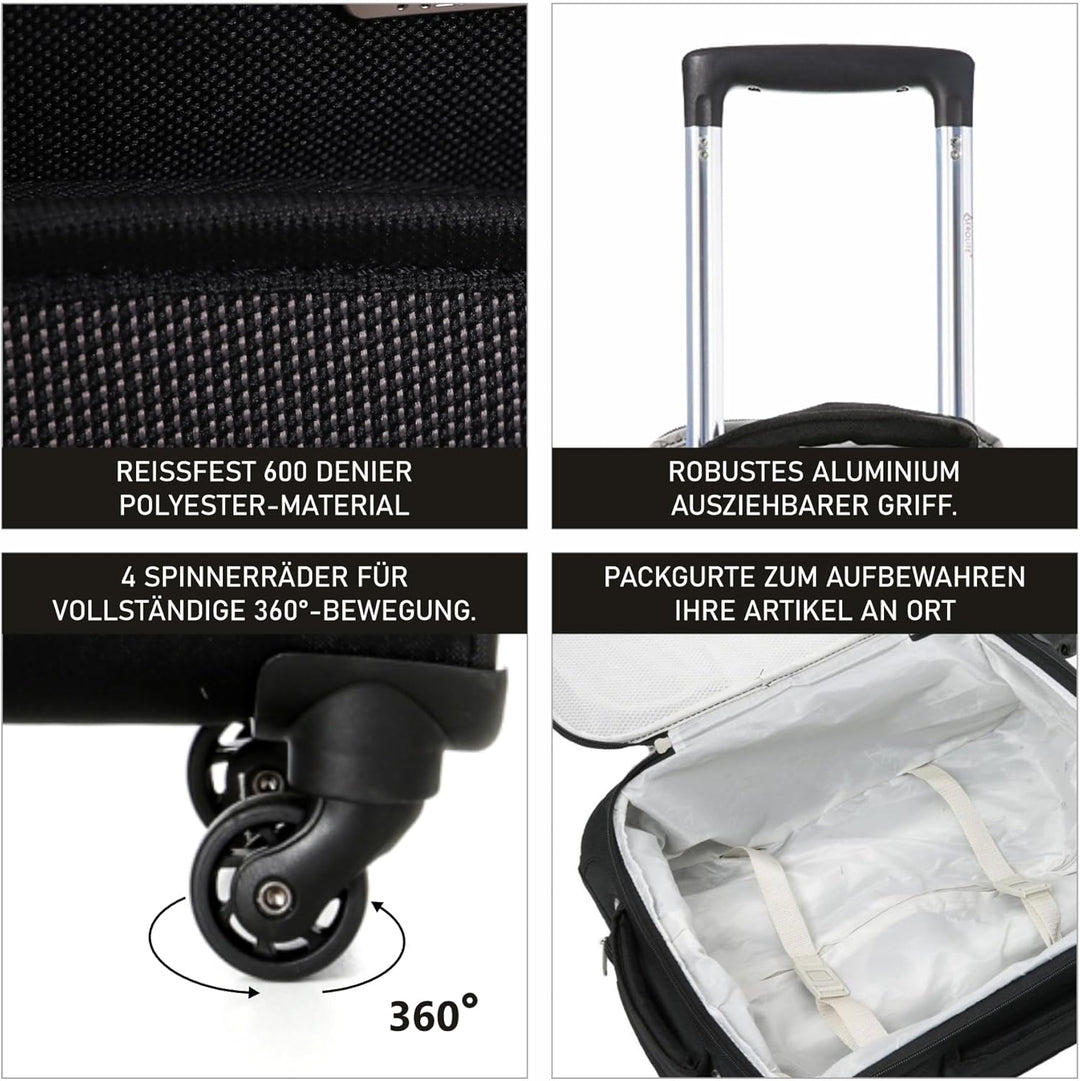 Aerolite 55cm Leichter 4 Rollen Handgepäck Trolley Koffer Bordgepäck Reisekoffer Gepäck Genehmigt fü