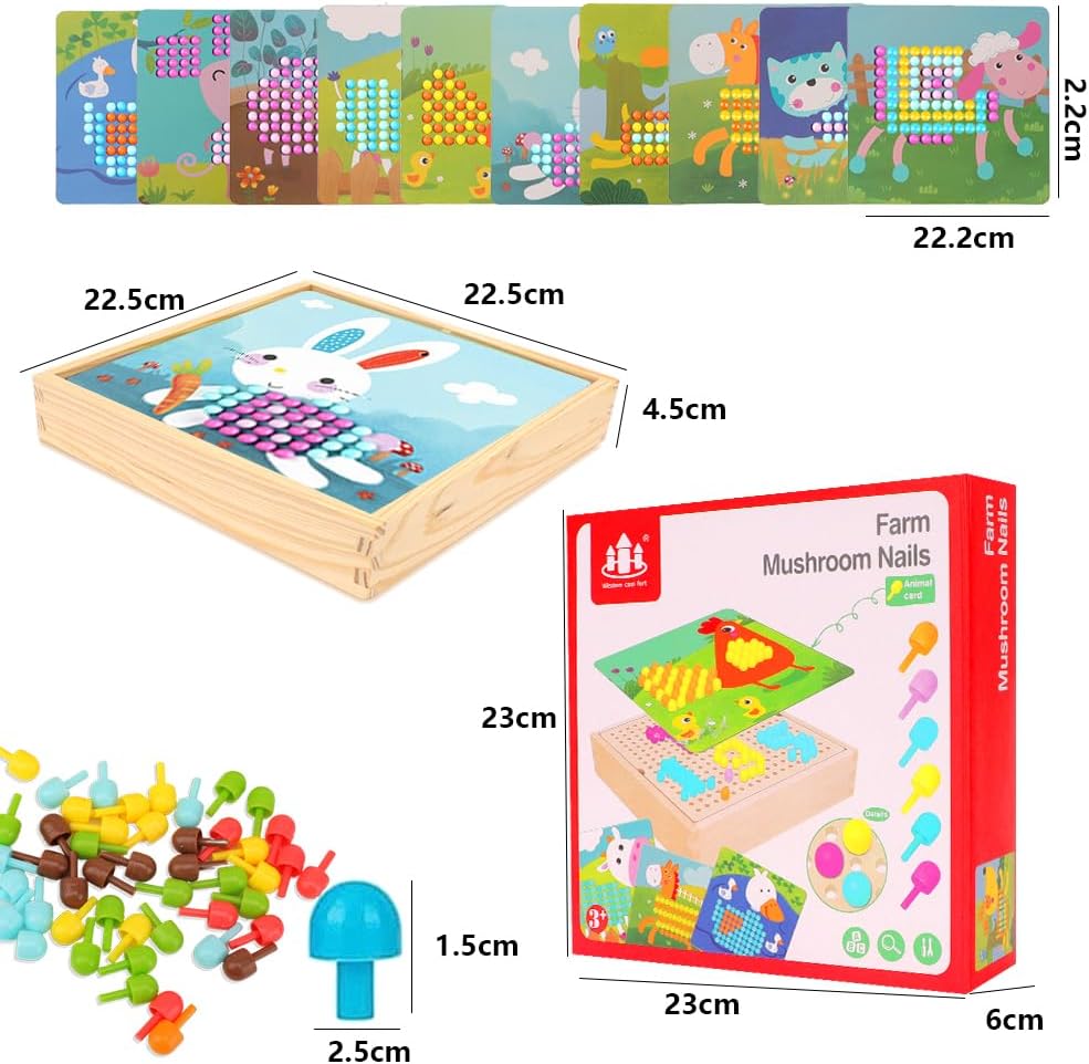 RANJIMA Mosaik Steckspiel, Mosaik Bastelset Kinder, Steckspiel ab 3 4 5 Jahre,Mosaik Steckspiel Pegb