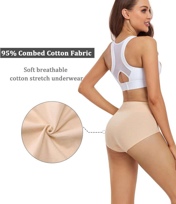 wirarpa Damen Unterhosen Baumwolle Unterwäsche Hohe Taille Slips Hoher Taillenslip für Frauen 5er Pa