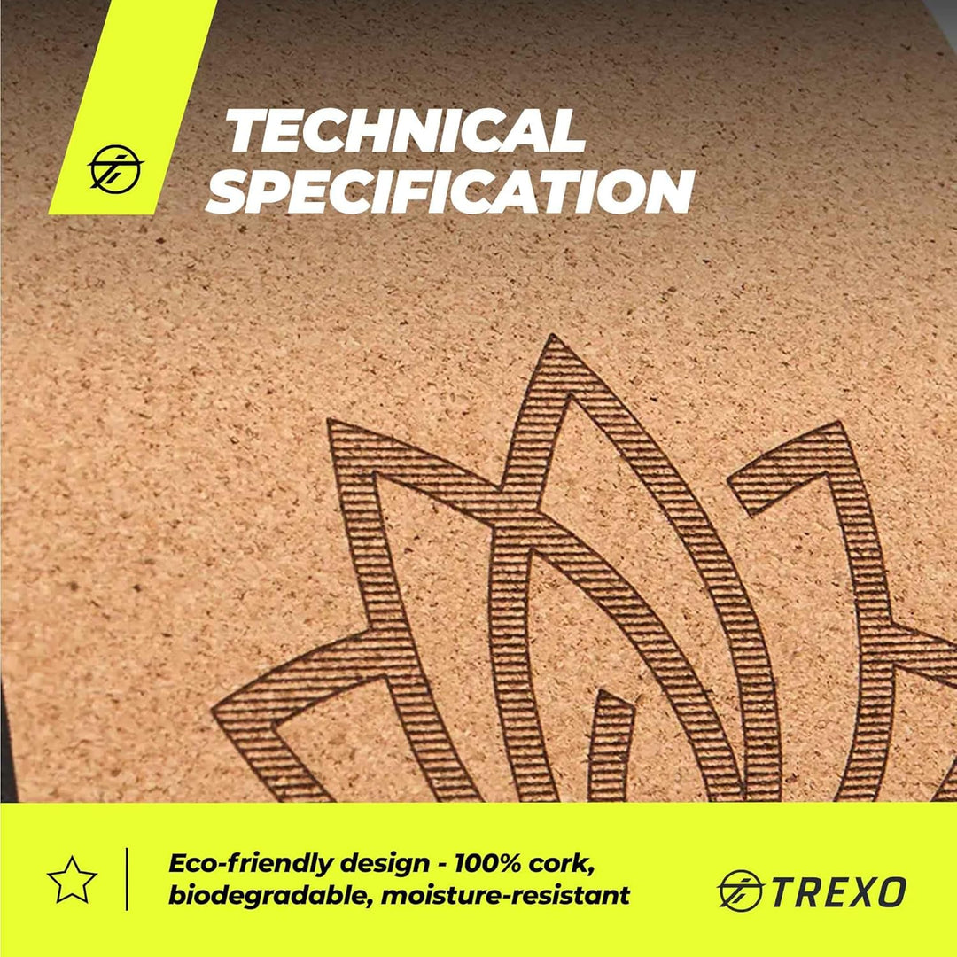 TREXO Yoga Rad Naturkork mit einem Durchmesser von 32 cm und einer Breite von 13 cm in Braun aus 100