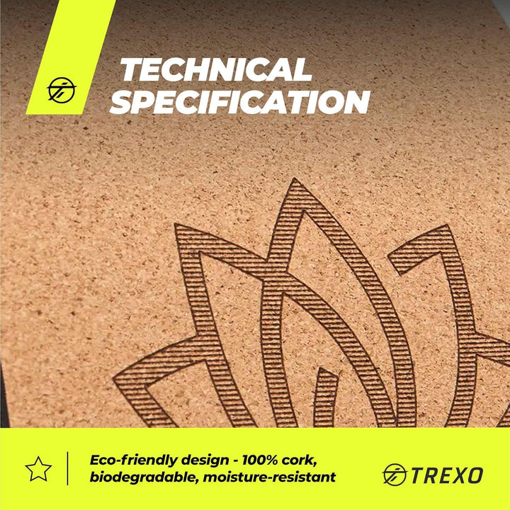 TREXO Yoga Rad Naturkork mit einem Durchmesser von 32 cm und einer Breite von 13 cm in Braun aus 100