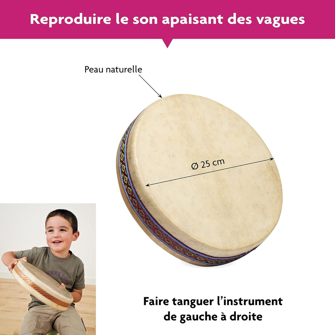 FUZEAU - 70625 - Ocean Drum - Ocean Drum - Trommel mit Naturhaut Ø 25 cm - Imitiert den Klang des Me