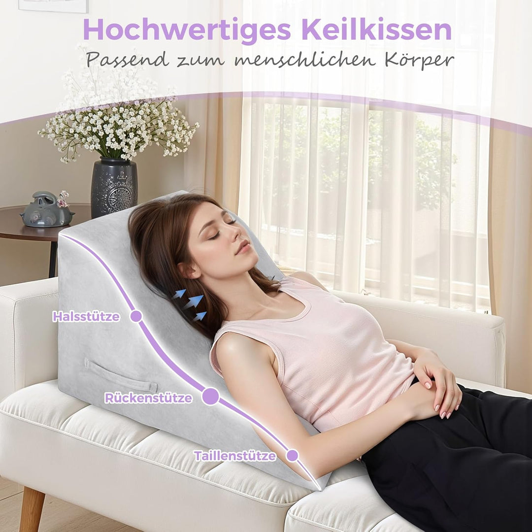 Babenest Kurvenform Keilkissen, Ergonomisches Orthopädisches Rückenkissen Hochdichter Schaumstoff Vi