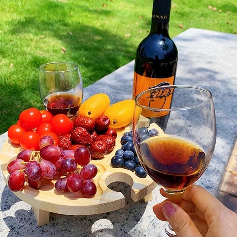 Outdoor Weintisch Tragbar, Mini Campingtisch, Picknicktisch Rund Holz Tragbarer, Outdoor Weintisch P