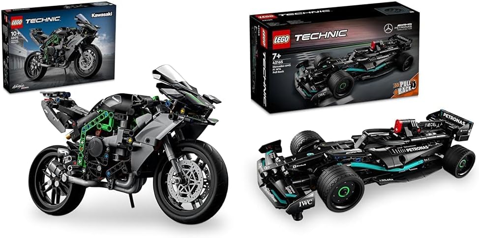 LEGO Technic Kawasaki Ninja H2R Motorrad & Technic Mercedes-AMG F1 W14 E Performance Race Car Spielz
