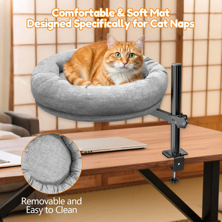homegroove Katze Schreibtisch Bett, Katze Bett für Schreibtisch mit 360 ° Drehung & Höhenverstellbar