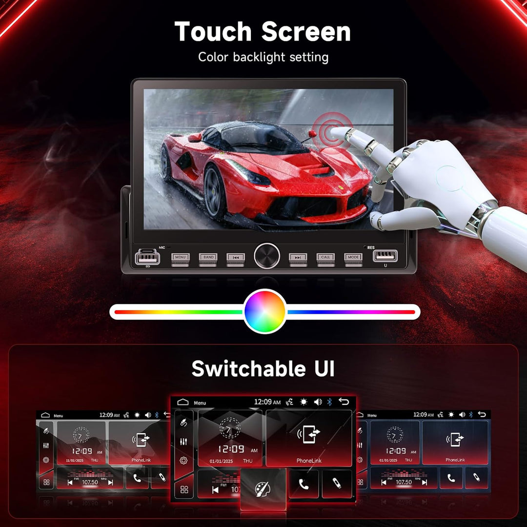Hodozzy Autoradio 1 Din mit Bluetooth Bildschirm, 7 Zoll Touchscreen 1 Din MP5 Player mit Airplay, F