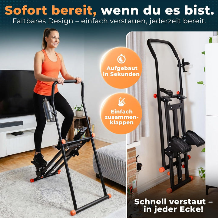 Stairmaster für Zuhause – Movana Treppensteiger Fitnessgerät mit 3 Schwierigkeitsstufen, Testsieger,