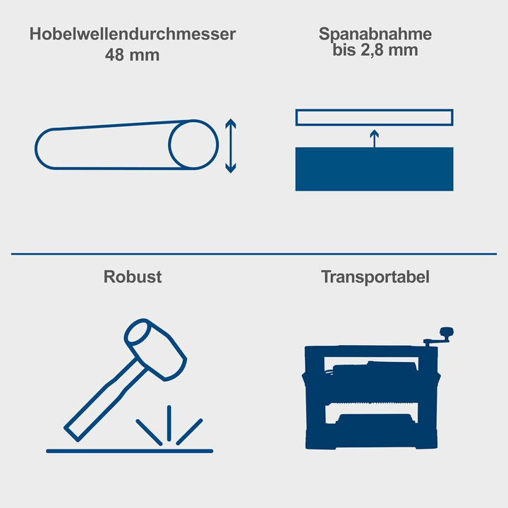 Scheppach Dickenhobelmaschine PLM1800 | 1500W Leistung | 2 Hobelmesser | Drehzahl Hobelwelle 8500 mi