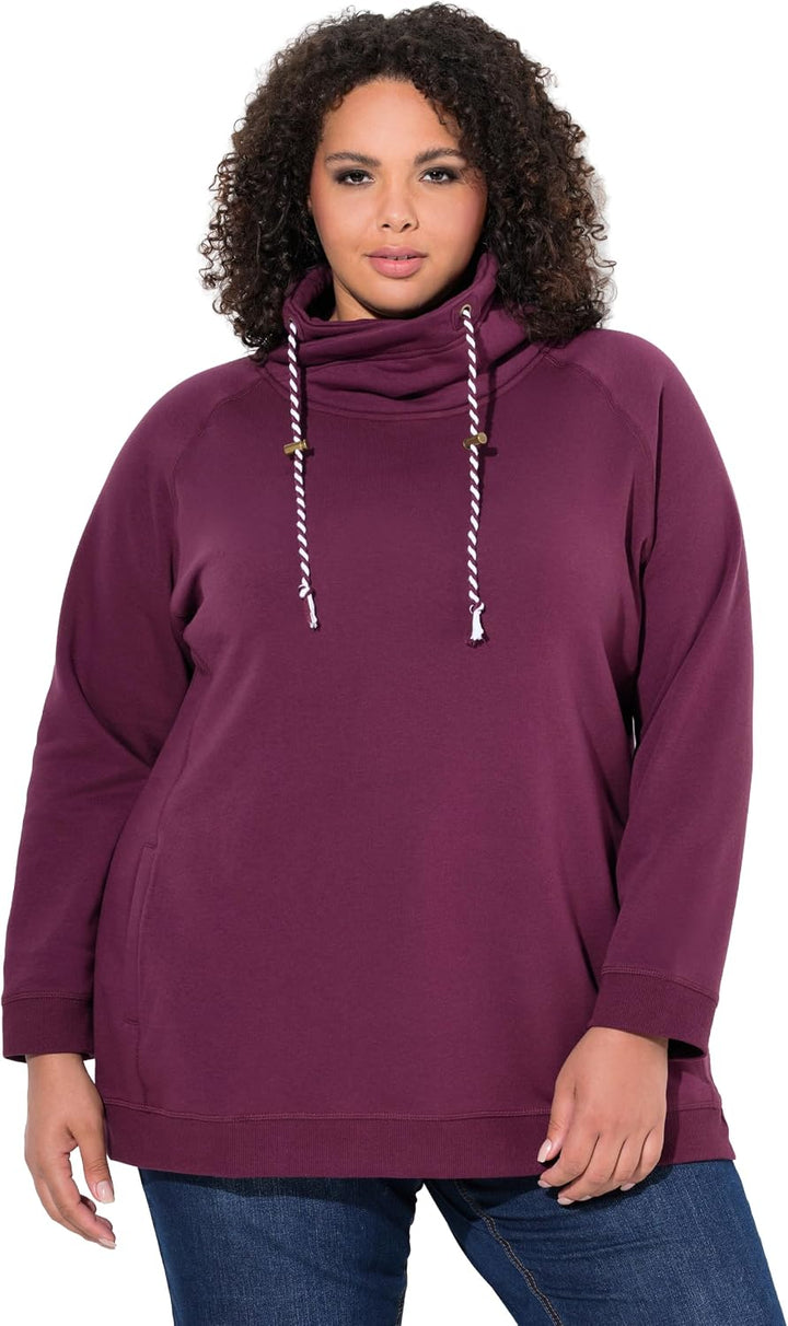 Ulla Popken Damen Grössen, Sweatshirt, Verdunkelung 42-44 Dunkle Beere, 42-44 Dunkle Beere