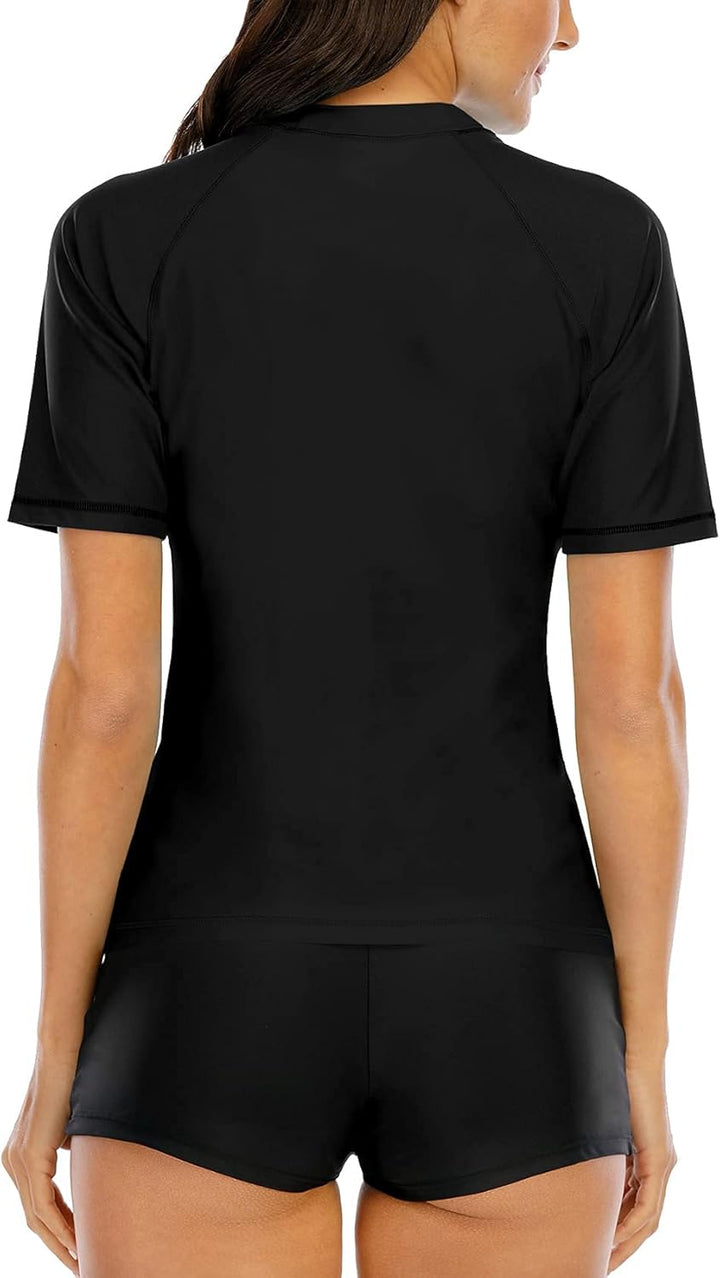 Halcurt UV Shirt Damen Kurzarm Rash Guard UPF 50+ Schwimmshirt Schnell Trocknender Badeshirt M-XXL M