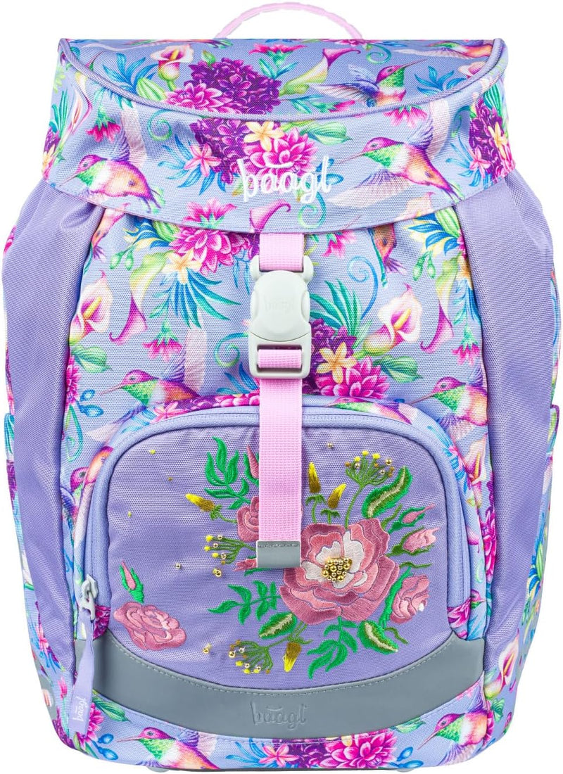 Baagl Schulranzen Mädchen für 1. Klasse, Airy Schultasche Set 3-Teilig, Grundschule Schulrucksack fü