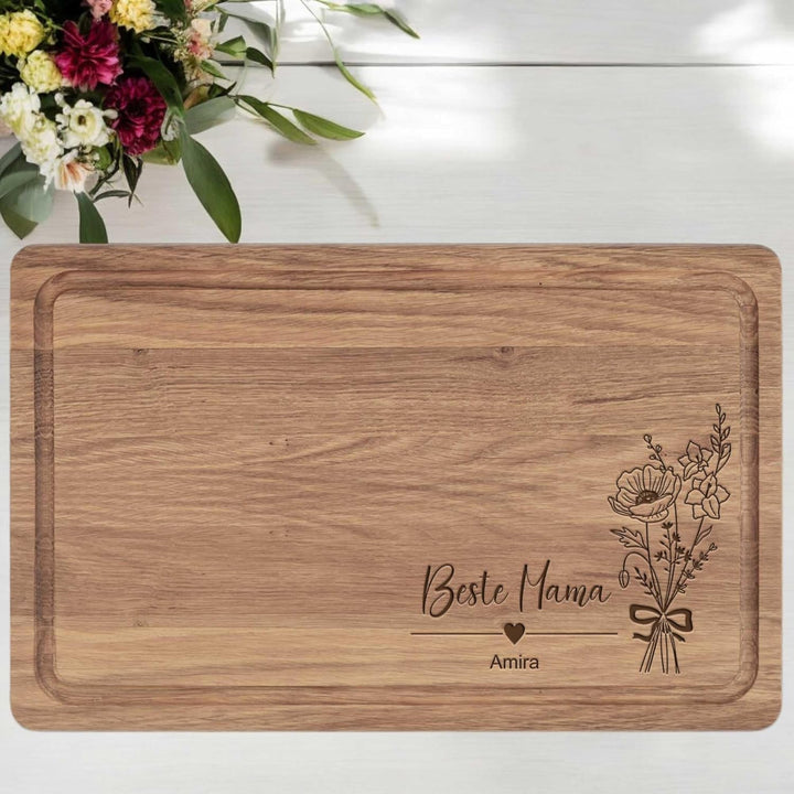 Geschenk für Beste Oma | Geburtstagsgeschenk Mama | Personalisiertes Schneidebrett XL | Eiche 40x25x