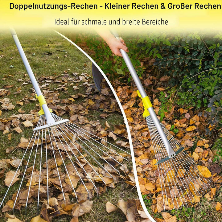Jardineer 160 cm Teleskopstiel Garten Laubrechen, Sammeln von Rasen und Gartenabfällen, Aluminiumgri