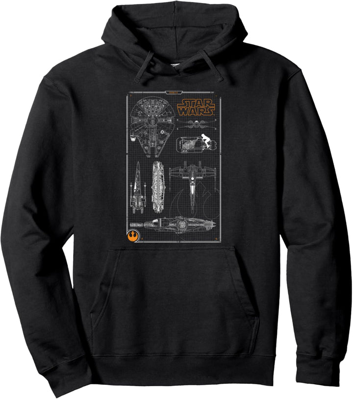 Star Wars Rebel Ship Schematics Dark Pullover Hoodie