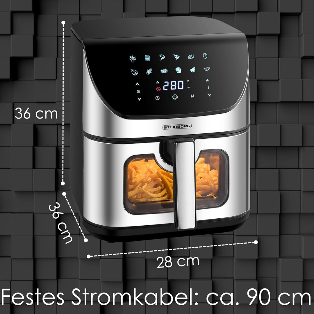Heissluftfritteuse | 8 Liter | Heissluftfritteuse | 4 in 1 Mini Backofen | Fritteuse | Dörrautomat |