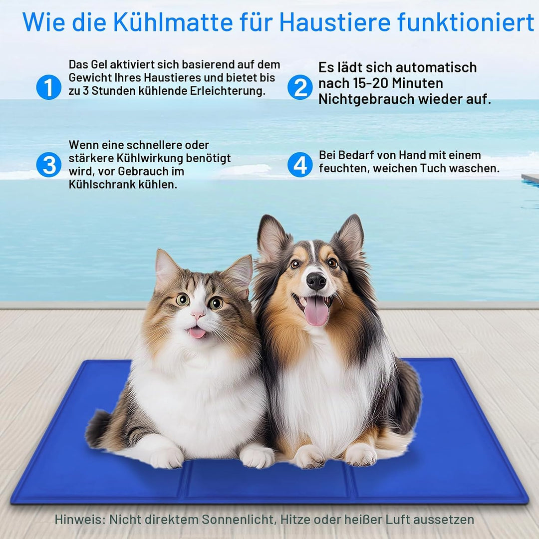 Selbstkühlende Kühldecke für Hunde 90x50cm, Sicher und Nicht-Giftiges Gel, ideal für Sommer, Zuhause