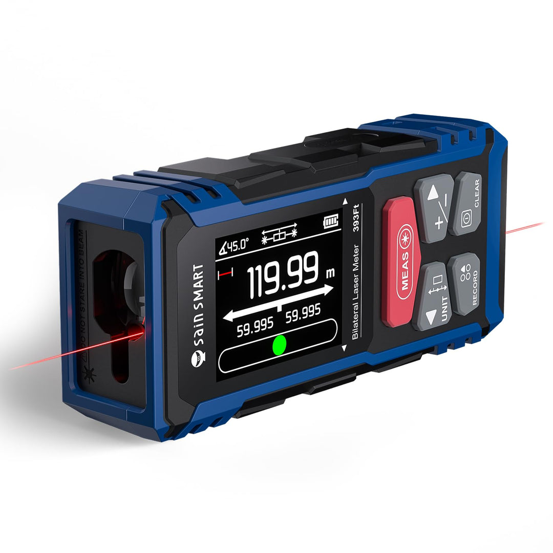 SainSmart Dual-Laser-Entfernungsmesser, 120 m, wiederaufladbarer Entfernungsmesser mit beleuchtetem