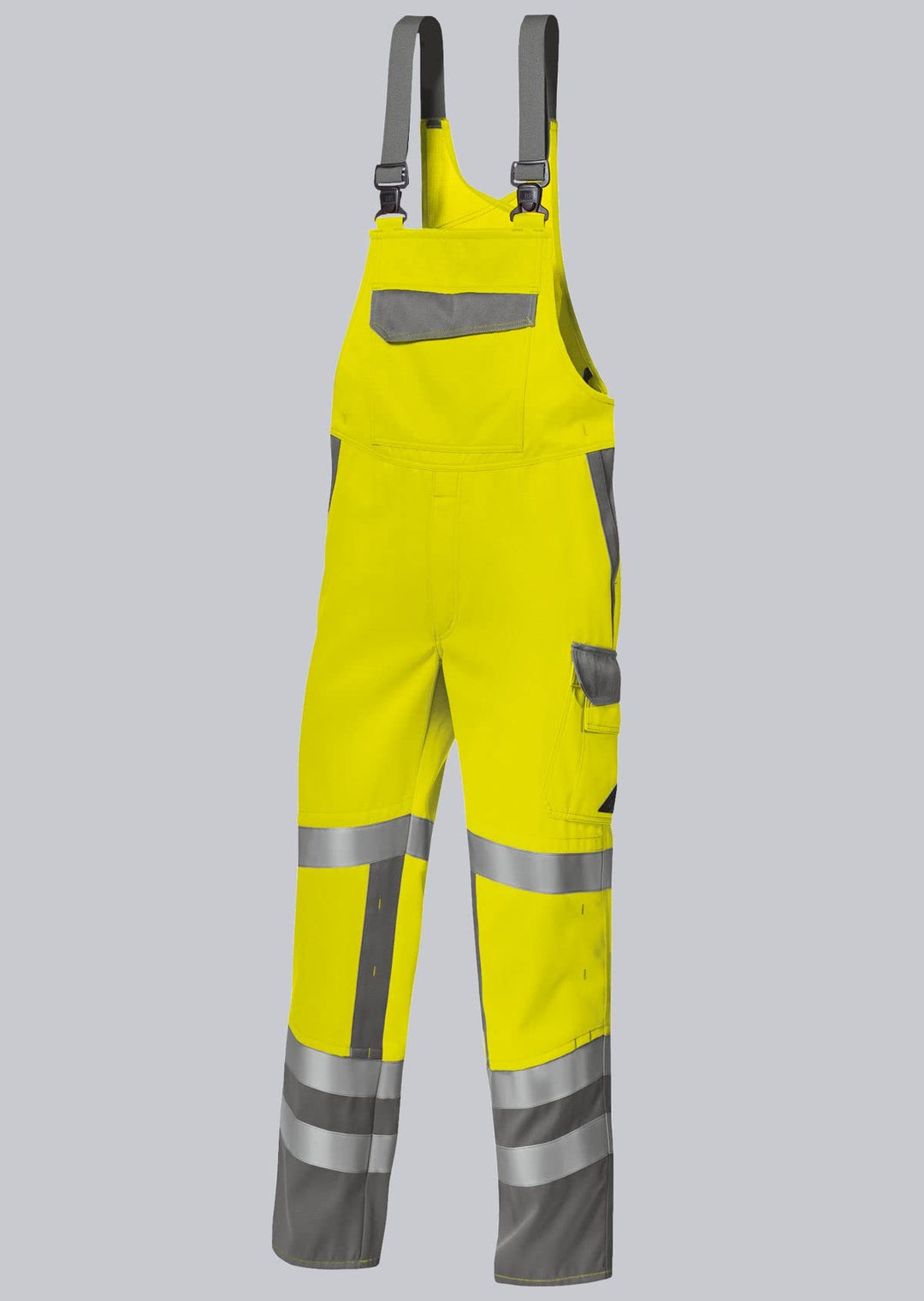 BP 2214-840-8653-46n Latzhose, Stretch-Hosenträger mit Clipbefestigungen, 320,00 g/m², Warngelb/dunk
