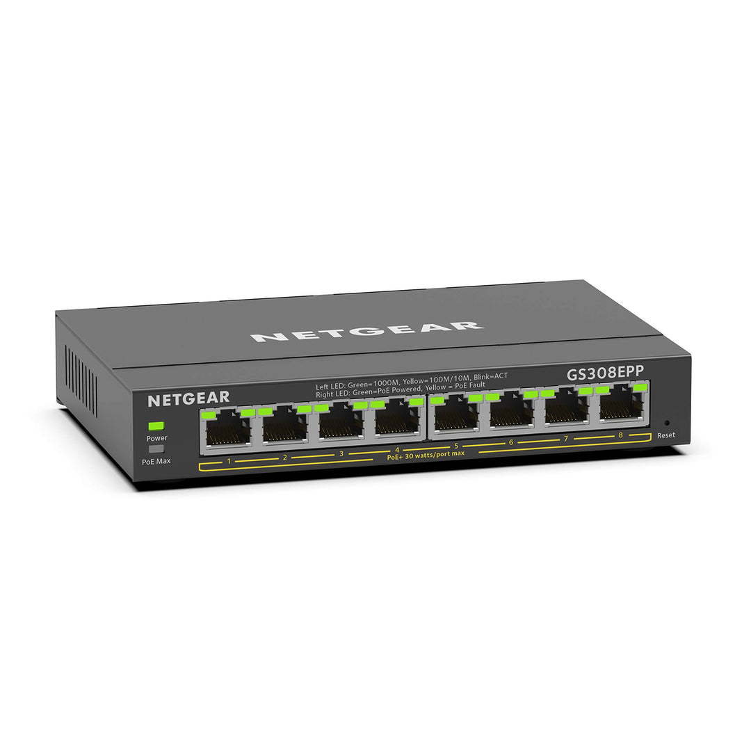 NETGEAR GS308EPP PoE Switch 8 Port Gigabit Ethernet LAN Switch PoE+ 123W Plus (Managed Netzwerk Swit