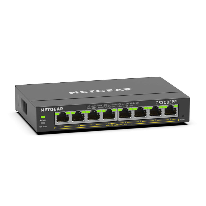 NETGEAR GS308EPP PoE Switch 8 Port Gigabit Ethernet LAN Switch PoE+ 123W Plus (Managed Netzwerk Swit