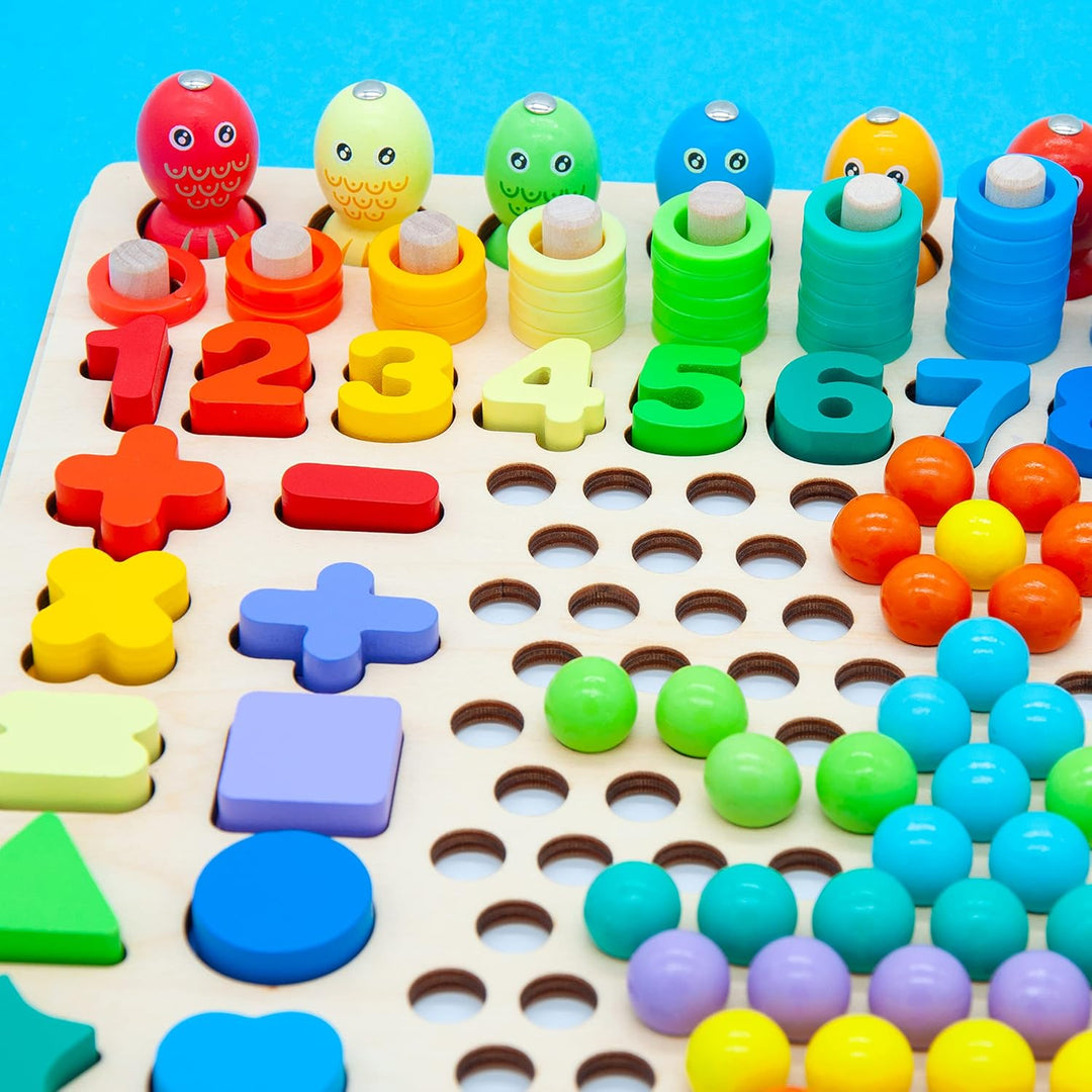 Faerly® Montessori Spielzeug 5-in-1 Angelspiel Holzpuzzle - Pädagogisches Lernspielzeug für Kinder a