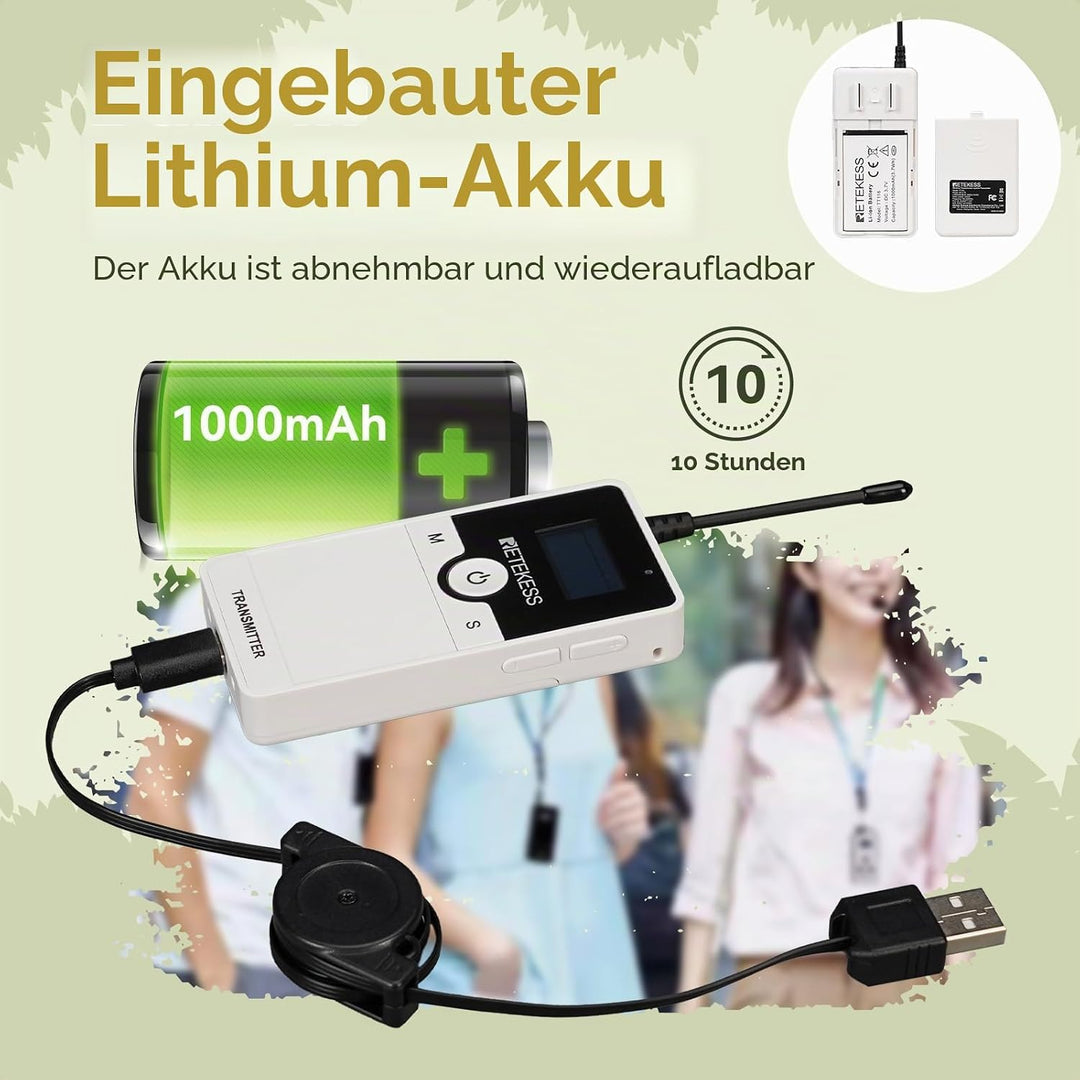 Retekess TT116 Tour Guide System, Audio Whisper Tour Guide System, 200 m, Rauschunterdrückung, Kirch